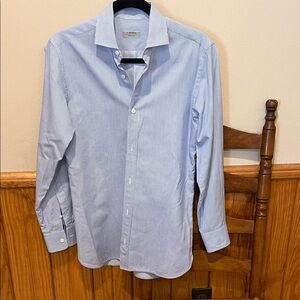 Z Zegna Light Blue Pinstripe Men's Dress Shirt